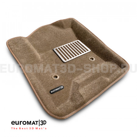 Текстильные 3D коврики Euromat3D Lux в салон для Cadillac Escalade (2015-2021) № EM3D-001306T Бежевые