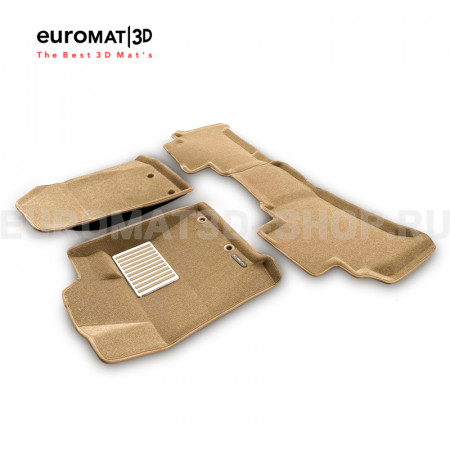 Текстильные 3D коврики Euromat3D Lux в салон для Lexus LX570 / LX450D (2012-2021) № EM3D-005140T Бежевые