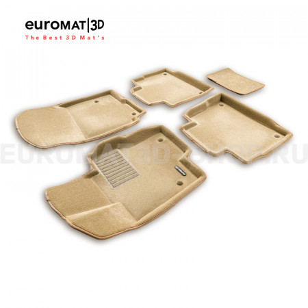 Текстильные 3D коврики Euromat3D Business в салон для Mercedes GLE-Class (W167) (2019-) № EMC3D-003509T Бежевые
